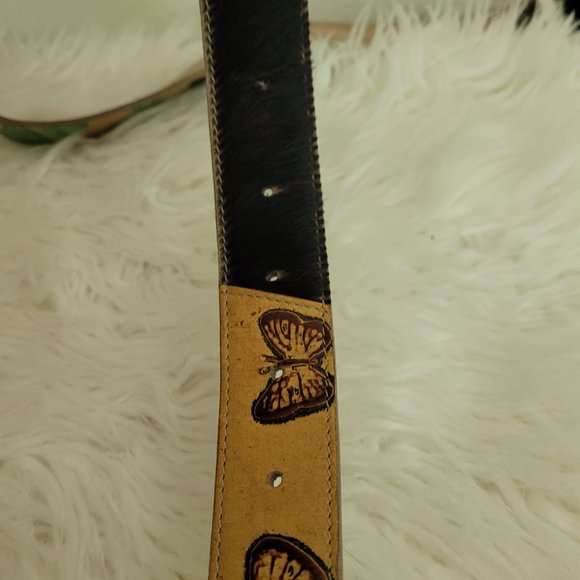 Mario Hernandez Mixed Butterfly Calf Hair Leather Belt Silver Buckle 48" - Picture 12 of 14